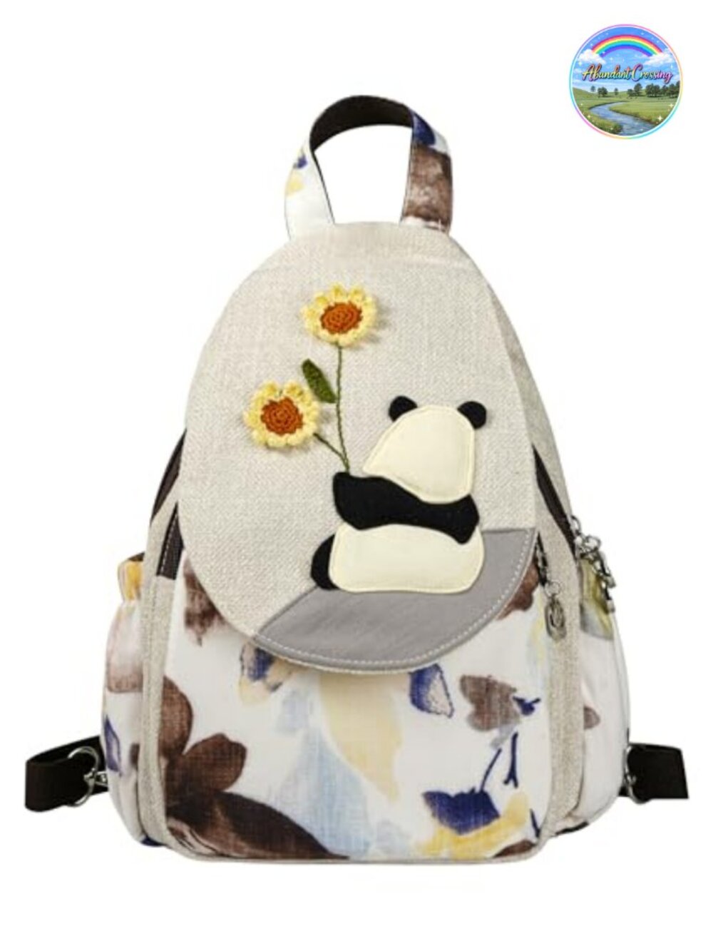 Canvas Backpack, Washed Cotton-Linen, Multi-Pockets, Boho Retro Hippie Backpack